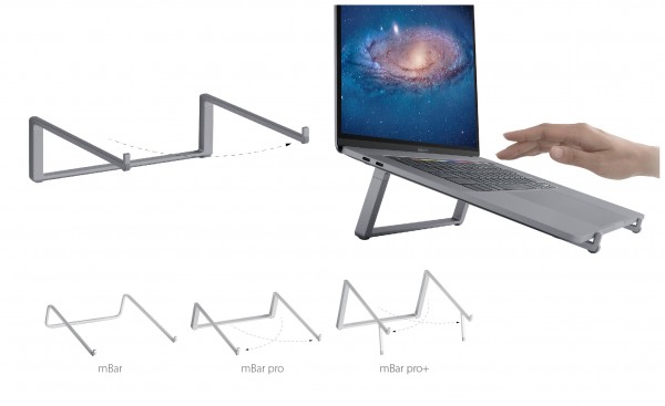 Quinta-Rain-Design-RainDesign-mBar-mBar-Pro-mBar-Pro-Stand-Halter-Apple-MacBook-Notebook-Aluminium-Design-Ergonomie-ergonomisch-Bildschirm-massiv-Apple-Laptop-Stand-Laptop