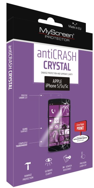 MYSCREEN antiCRASH Crystal Folie für IPH5/C/S