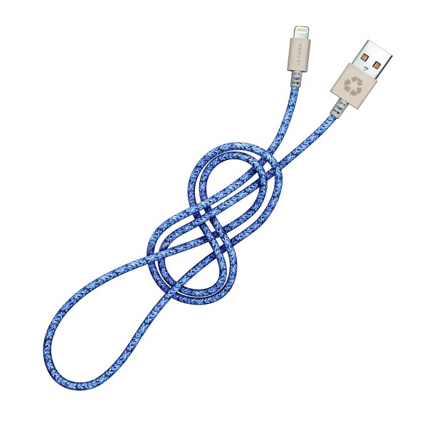 LECORD Lightning Kabel 2m aus Fischnetz blau